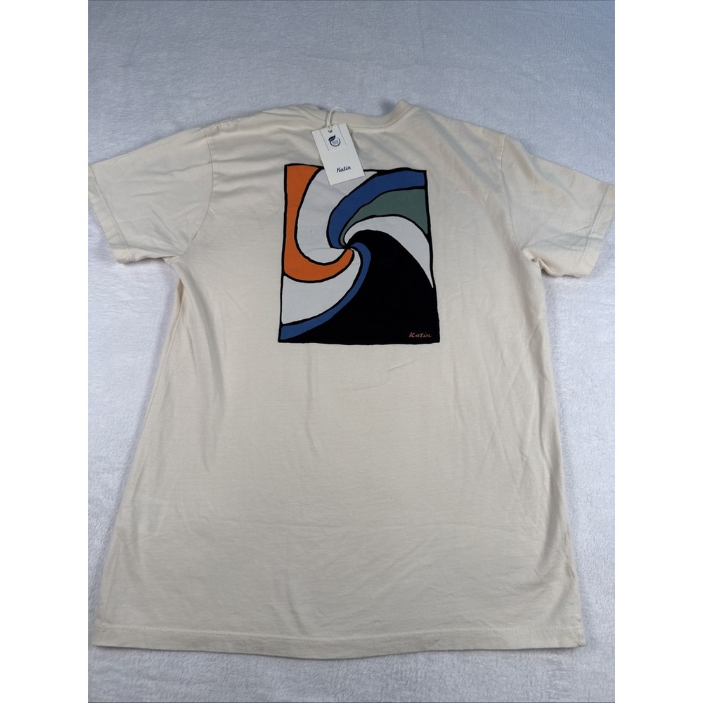 Katin Shirt Mens S Tee Organic Cotton Short Sleeve Ivory Tempest Swirl Graphic